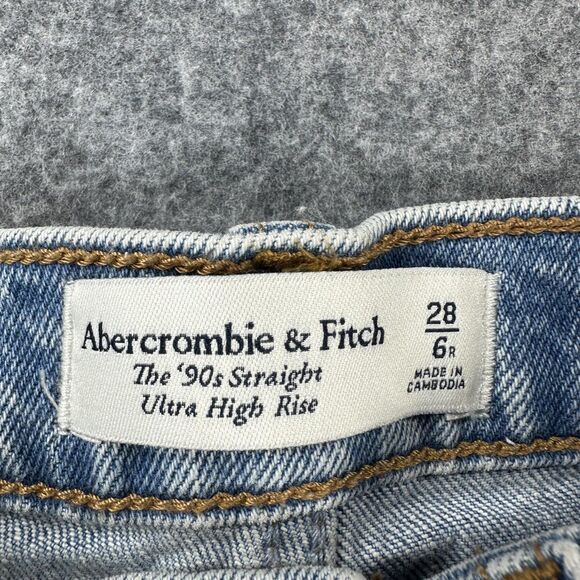 Abercrombie & Fitch 90s Straight Jeans Womens 6 Ultra High Rise Blue 29x31 - Picture 3 of 9